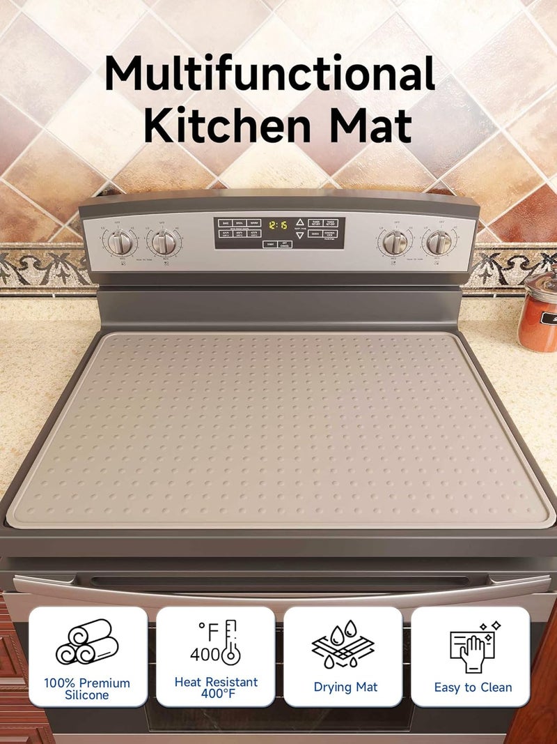 Bampanda Silicone Stove Top Cover for Electric Stove, Glass Stove Top Protector, Stovetop Cover Mat for Cooktop, Flat Range Cover, Oven Top Protector, Coffee Bar Mat, 28 x 20 in, Beige - Image 4